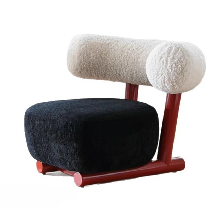 

Armless color matching stainless steel lamb wool backrest leisure chair, living room single fabric sofa chair