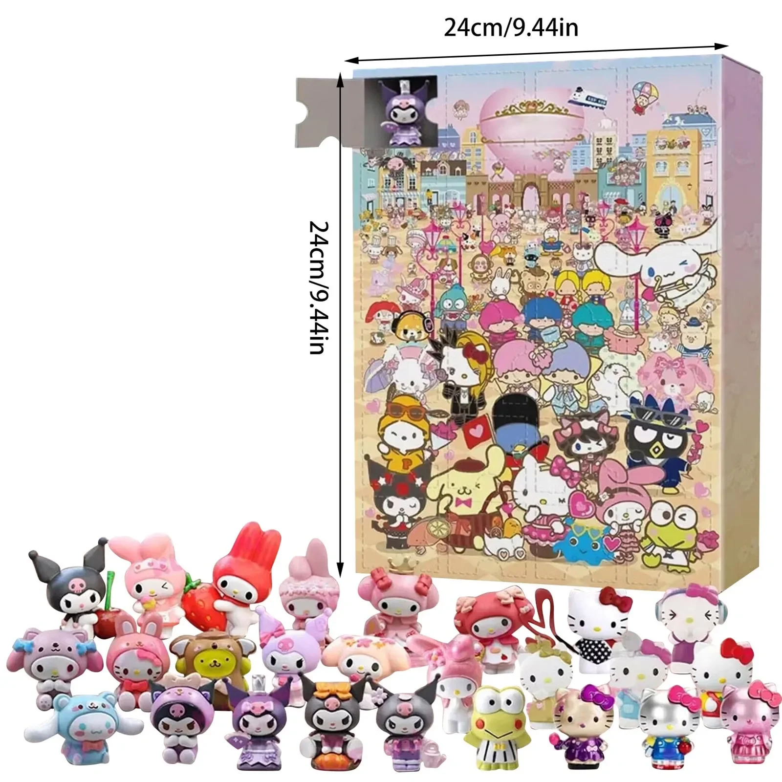 @Sanrio Anime Hello Kitty Halloween Advent Calendar Box Figure Christmas Kawaii Melody Kuromi Figure Action Model Holiday Gifts