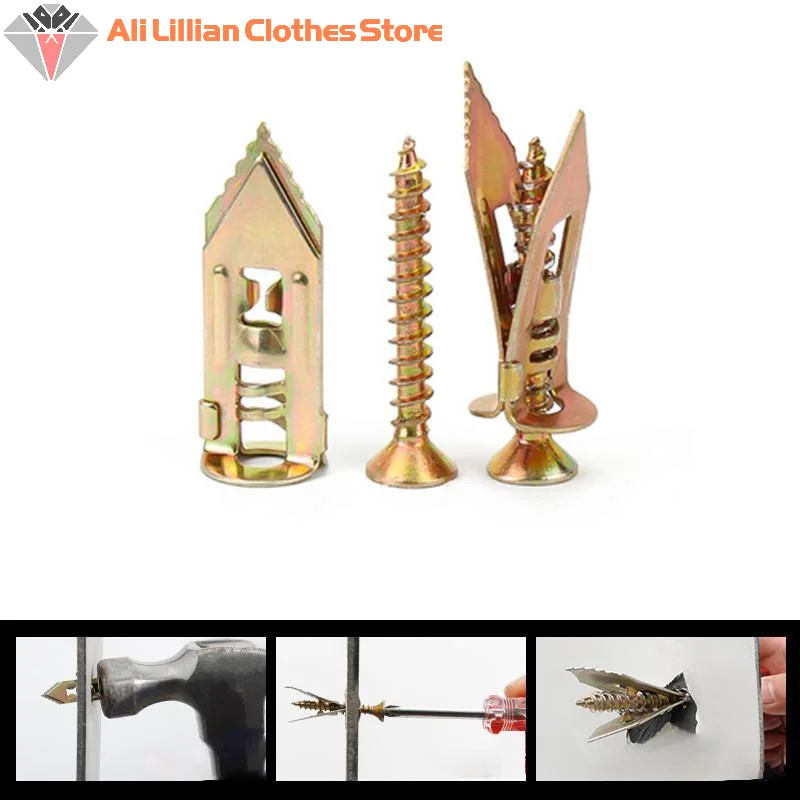 50Pcs Self Tapping Drywall Anchors Hollow Wall Plugs Expansion Screws For Hanging Fixtures Home DIY Repair Fixing Tools