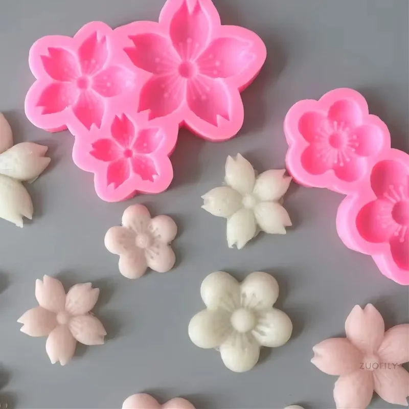 3D Sakura Shape Silicone Mold DIY Cherry Blossom Fondant Jelly Chocolate Cake Decor Tools Clay Plaster Baking Molds Supplies