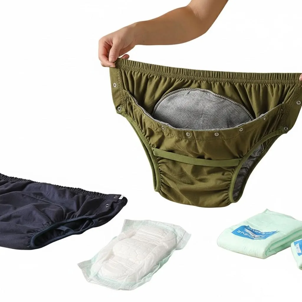 Cotton Reusable Diaper Covers for Adults Washable Leak Proof Underwear Day Night Protection
