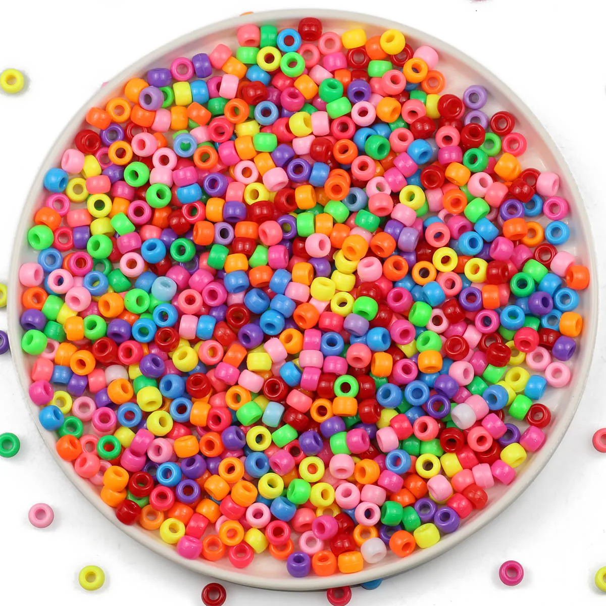 Big Hole Colorful Pony Beaded 100pcs 6x9mm Acrylic DIY Bracelet Necklace Making Handmade Crafts Loose Beads For Jewelry Findings - view 5
