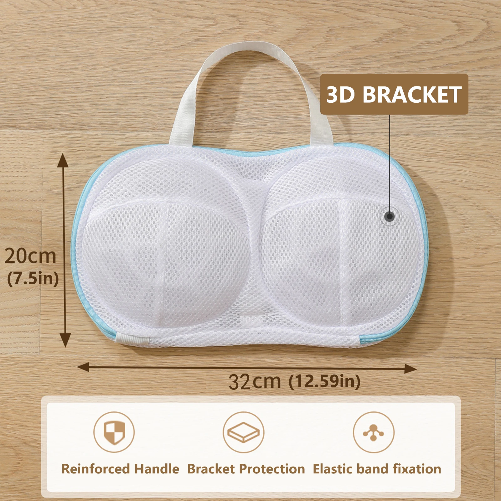 2 Pieces Bra Washing Bags, Mesh Laundry Bags with 3D Bracket and Zipper, Lingerie Bags Protector for Washing Delicates, Sock