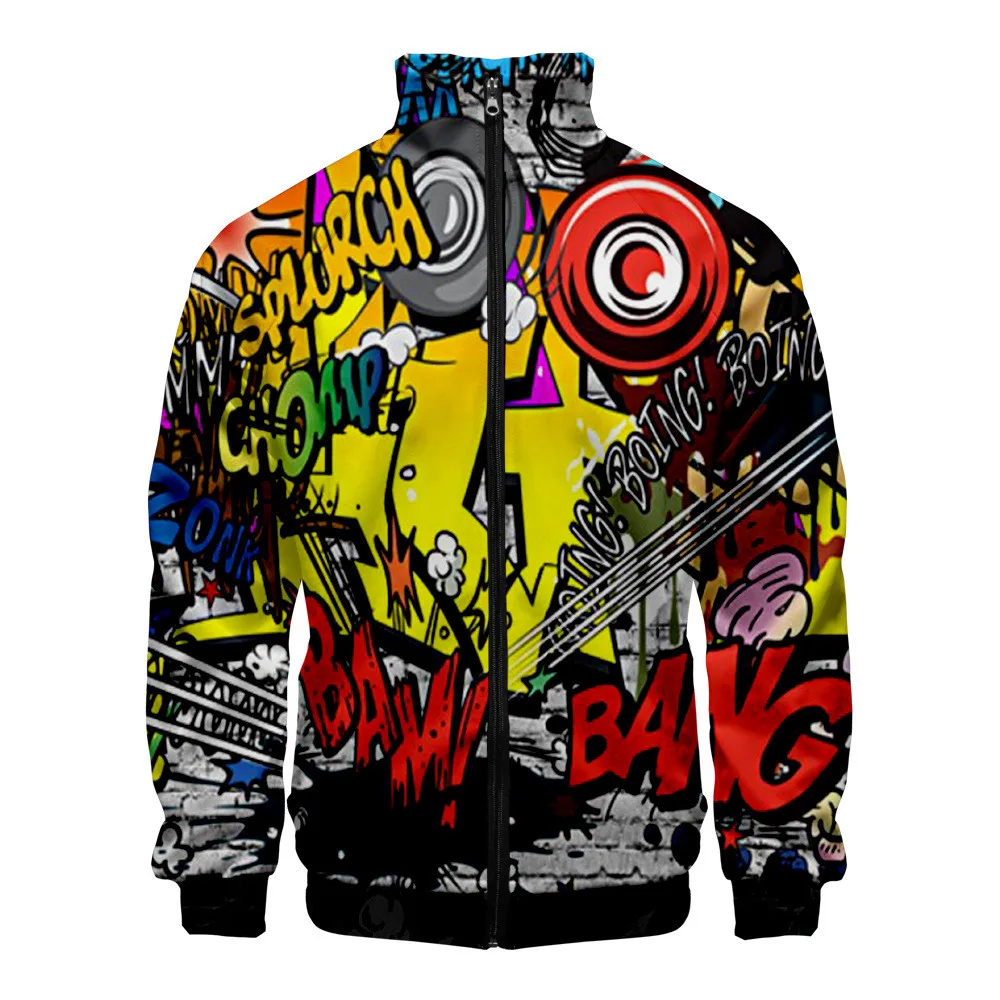 

Graffiti Sweatshirt 3D Stand Collar Zipper Jacket Men/Women Long Sleeve Jackets Streetwear Fashion Cosplay Clothes