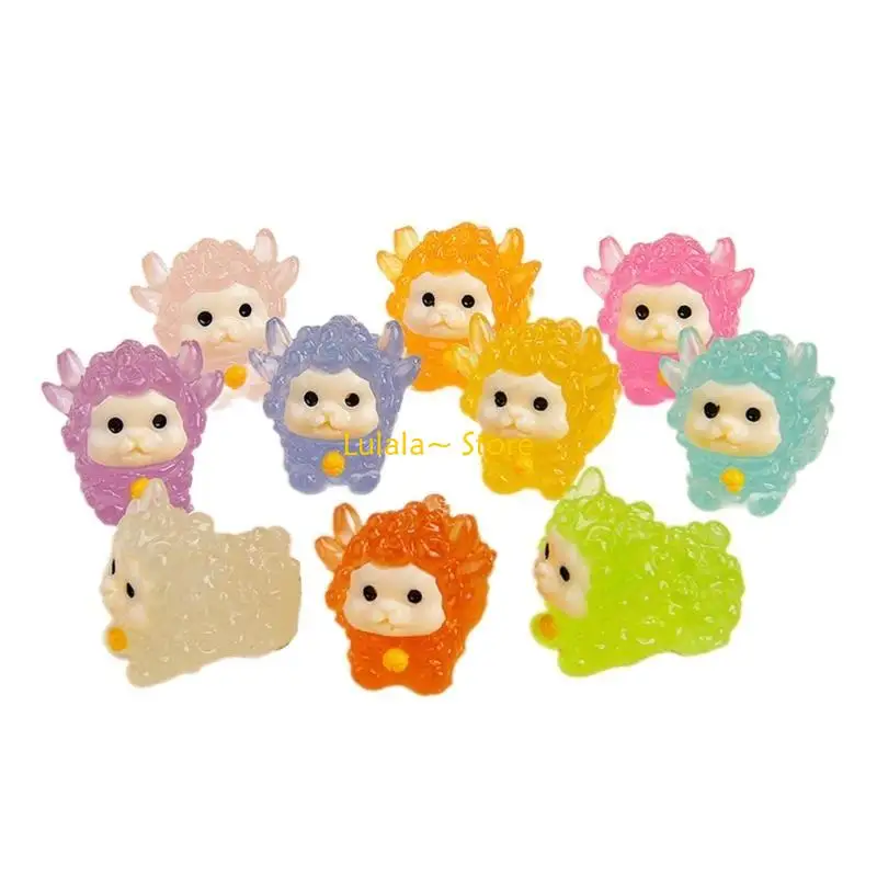 Y4QA 10 Pieces Miniature Glow Lamb Dinosaur Assorted Colors for Party and Home Decors