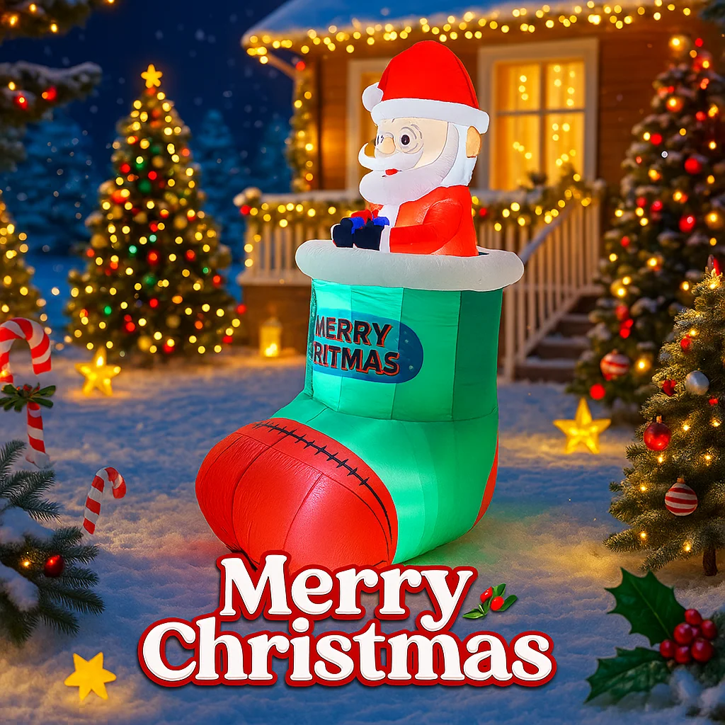 5.2FT LED نفخ عيد الميلاد ساحة ديكور العملاق سانتا تخزين نموذج عيد الميلاد لعبة لوازم المنزل الحلي هدايا تزيين في العطلة #5