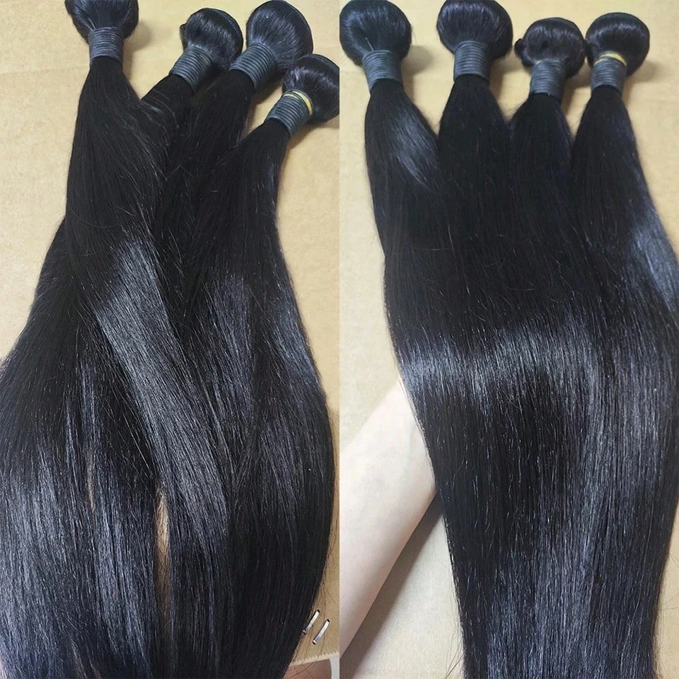 30 Inch 16A Bone Straight Human Hair Bundles 1/3/4 Pcs Unprocessed Raw Hair Bundles Human Hair Vietnamese Virgin Hair Extension Double Weft