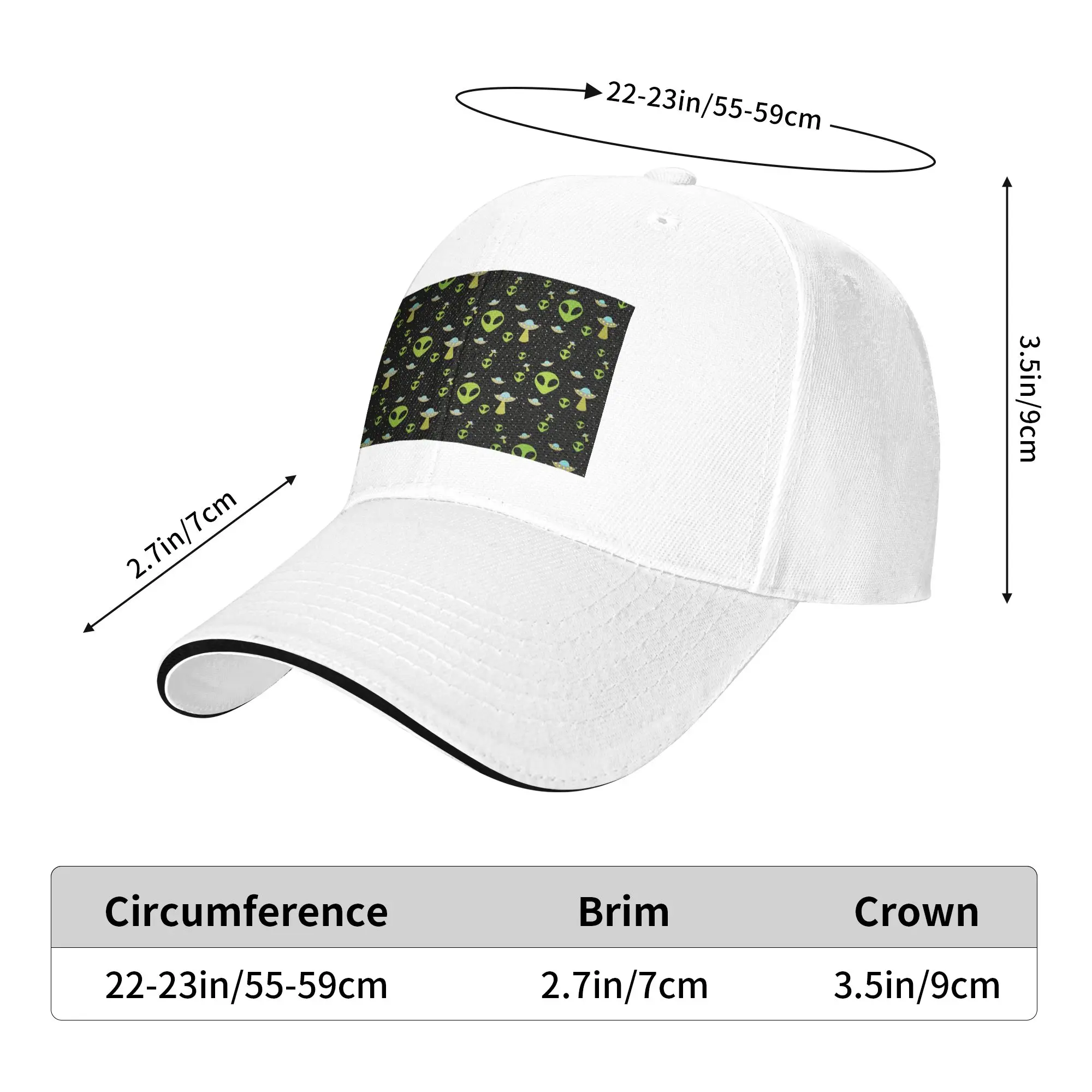 Green Alien Spaceship Pattern Cap Casual Baseball Caps Adjustable Hat Hip Hop Summer Unisex Baseball Hats Customizable
