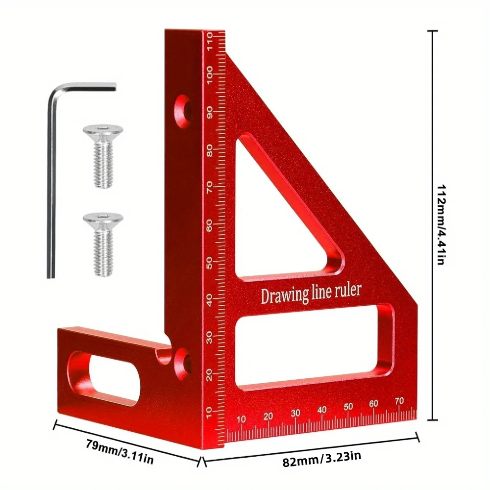 Woodworking Square Protractor Aluminum Alloy Angler Scriber Woodworking Square With Dowel Pins Miter Triangular Ruler