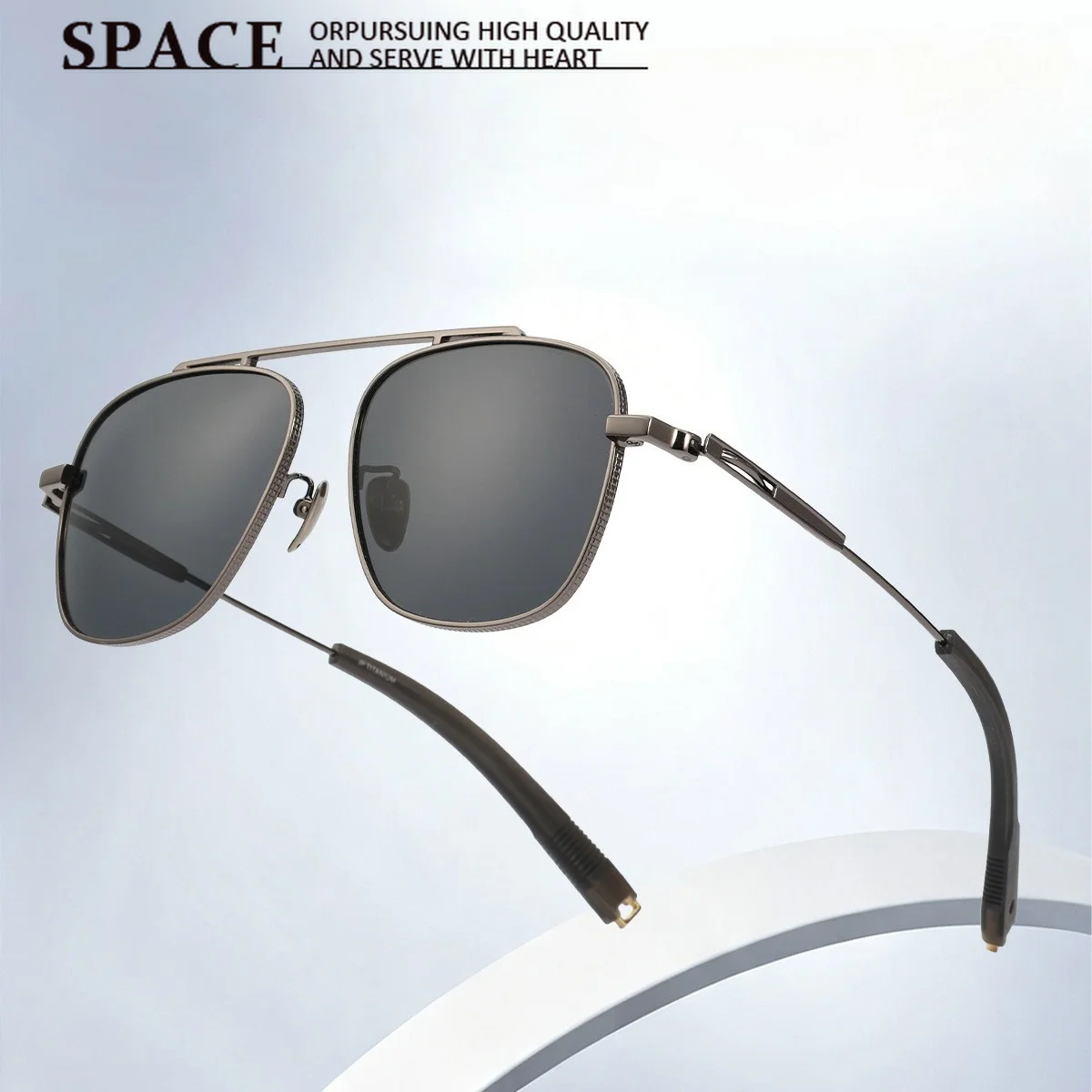 Fashion Polarized Aviator Sunglasses Pure Titanium Retro Ultra Light Unisex Myopia Optical Frame UV Protection Shades Men Women