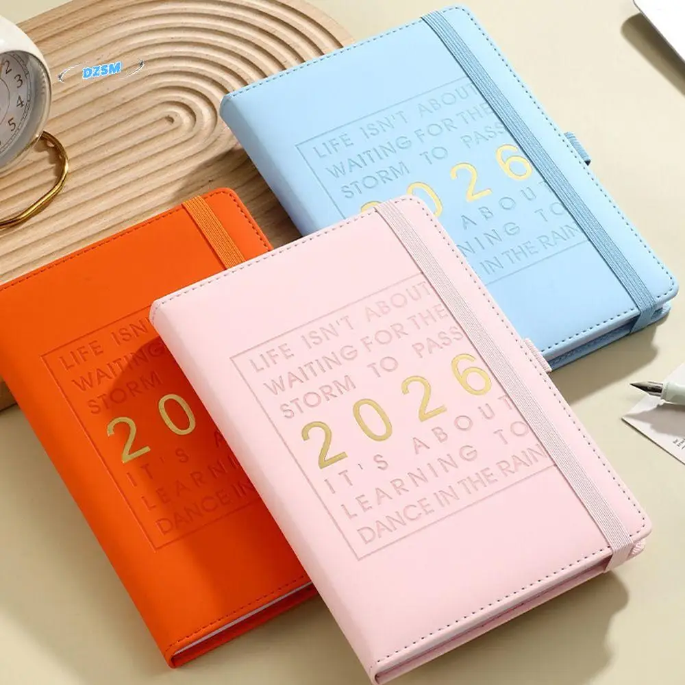 

English 2026 Schedule Planner Notepad Wear-resistant 12 Months 365 Days Efficiency Notebook Bookmark Thick Paper