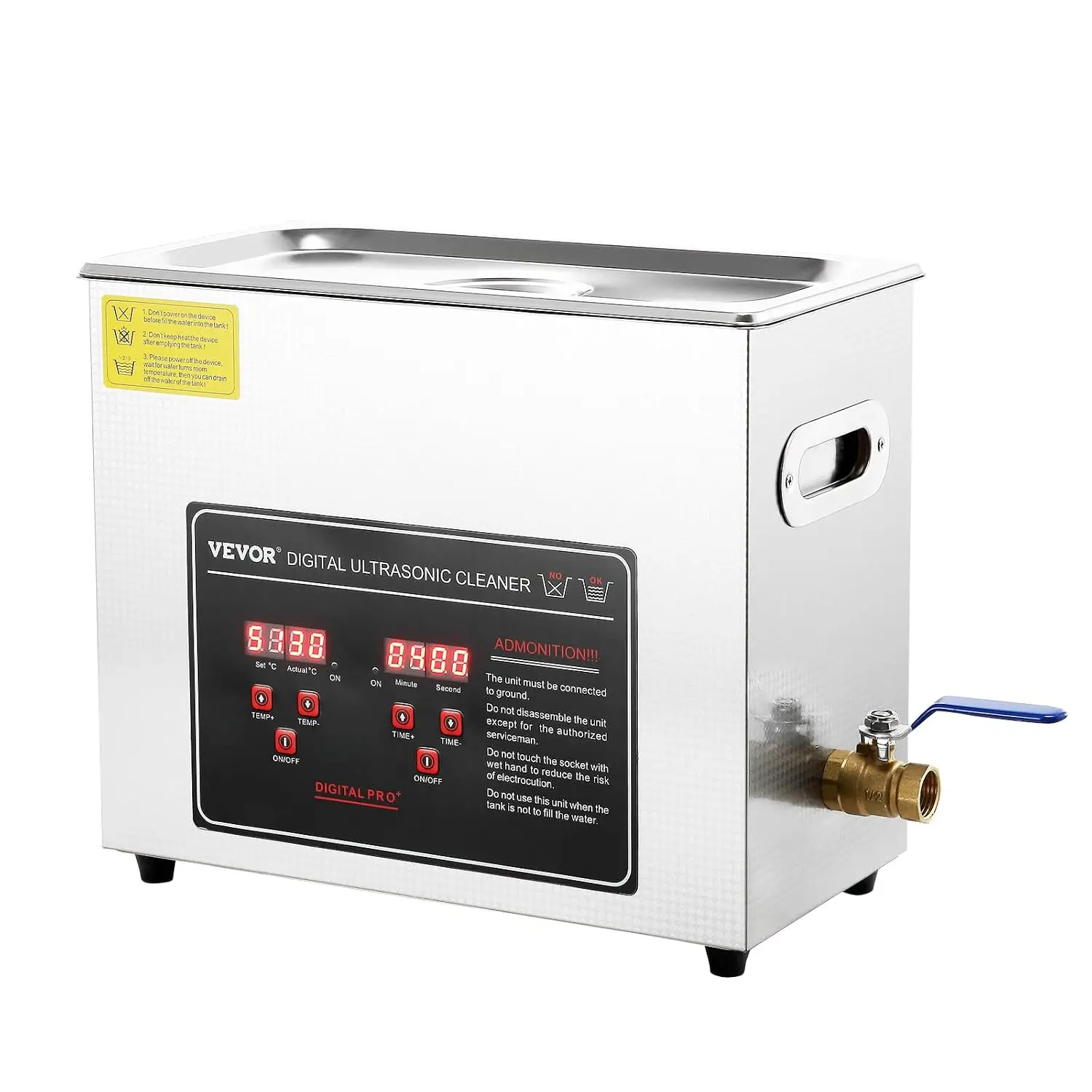 6L Ultrasonic Cleaner with Digital Timer & Heater, Professional Industrial Cleaner for Glasses Watch Rings Small Parts Circuit B
