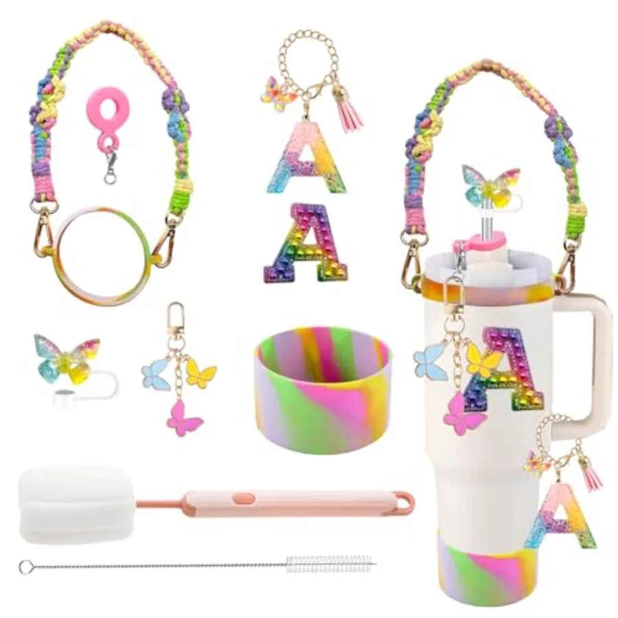 

10 шт., аксессуары для чашек, оптом, для спорта на открытом воздухе, красочные стаканы, набор подвесок для женщин, брелок с ручкой, подвески для чашек 30 унций, 40 унций, переменный ток