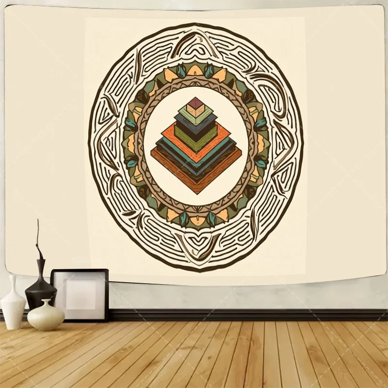 

1pc Wall Tapestry Geometric Mandala Tapestry - Boho Chic Wall Hanging for Living Room Decor