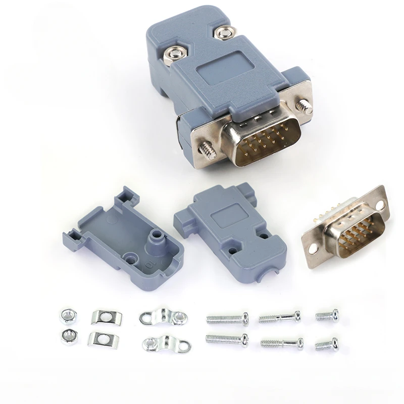 10PCS DB9 Adapter Connector Core RS232 Serial COM Plug Connectors Hole/pin DB15 Female Male Port Socket D Sub DP9 Plastic Case