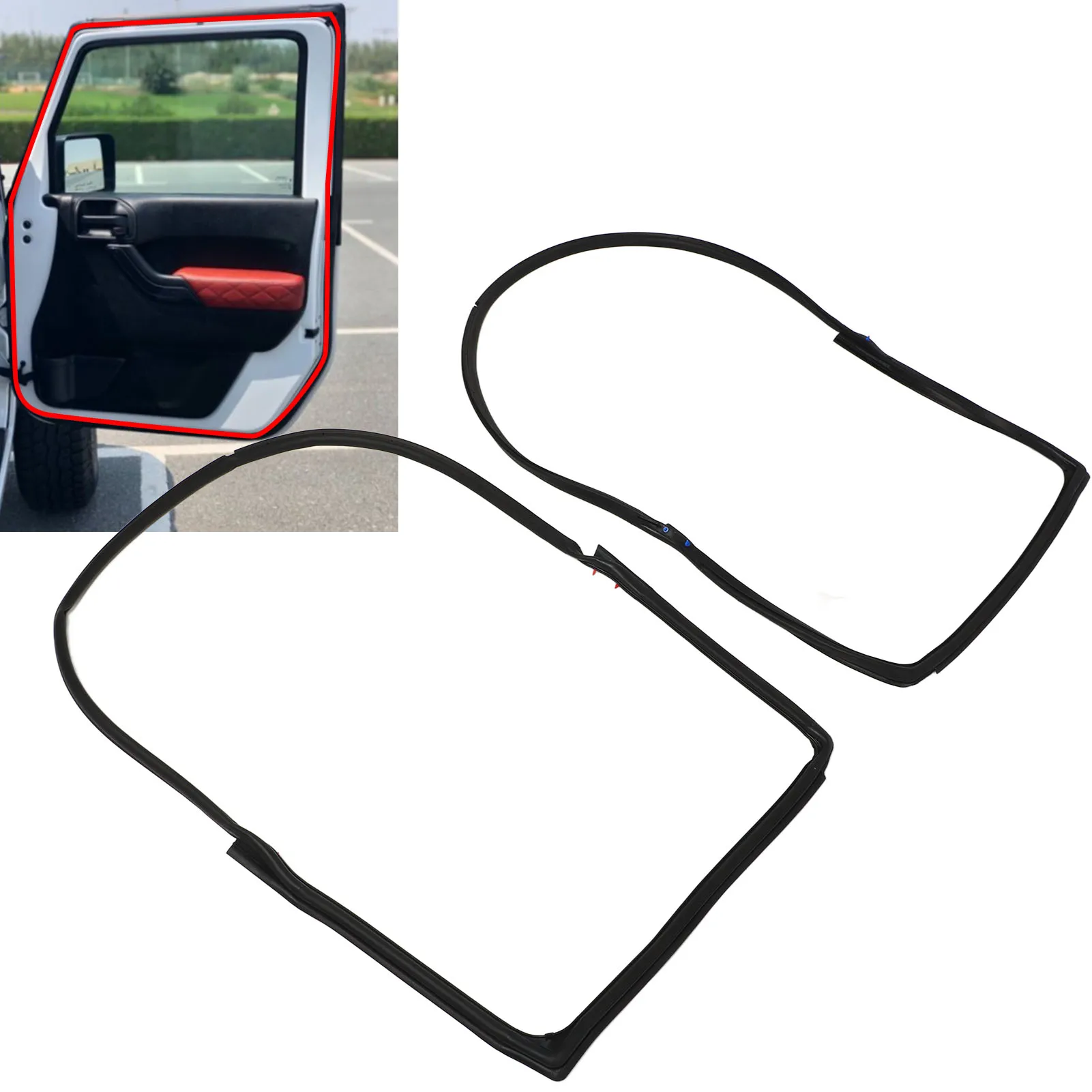 

2 шт. уплотнитель передней двери водонепроницаемый ветрозащитный резиновый 55395274AW для Wrangler JK 2007-2018