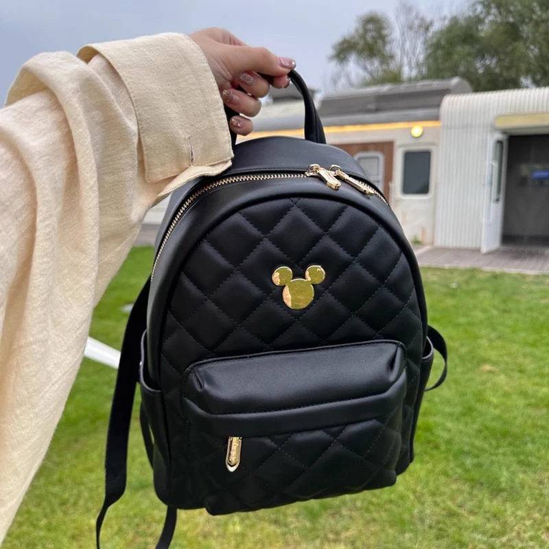 Женский рюкзак из искусственной кожи с Микки Диснеем, черный большой вместительный компьютерный рюкзак, студенческий рюкзак, подарок на день рождения для девочки