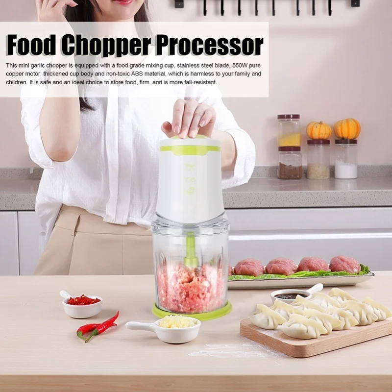Mini Garlic Mincer Electric Food Chopper 1L Processor Meat Masher Portable For Pepper Chili Fruit Vegetable Meat