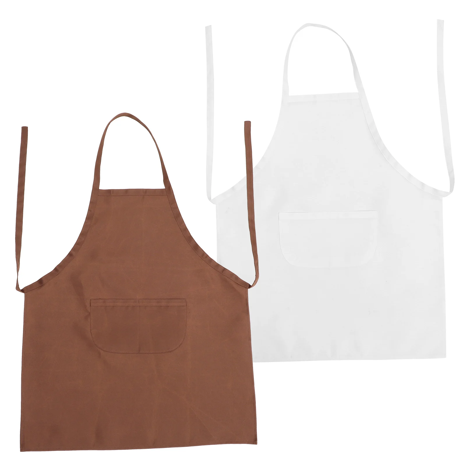 

2Pcs Kitchen Apron Polyester Cooking Aprons with Pockets Adjustable Size for Men Women Bbq Grilling Baking Art DIY Kitchen