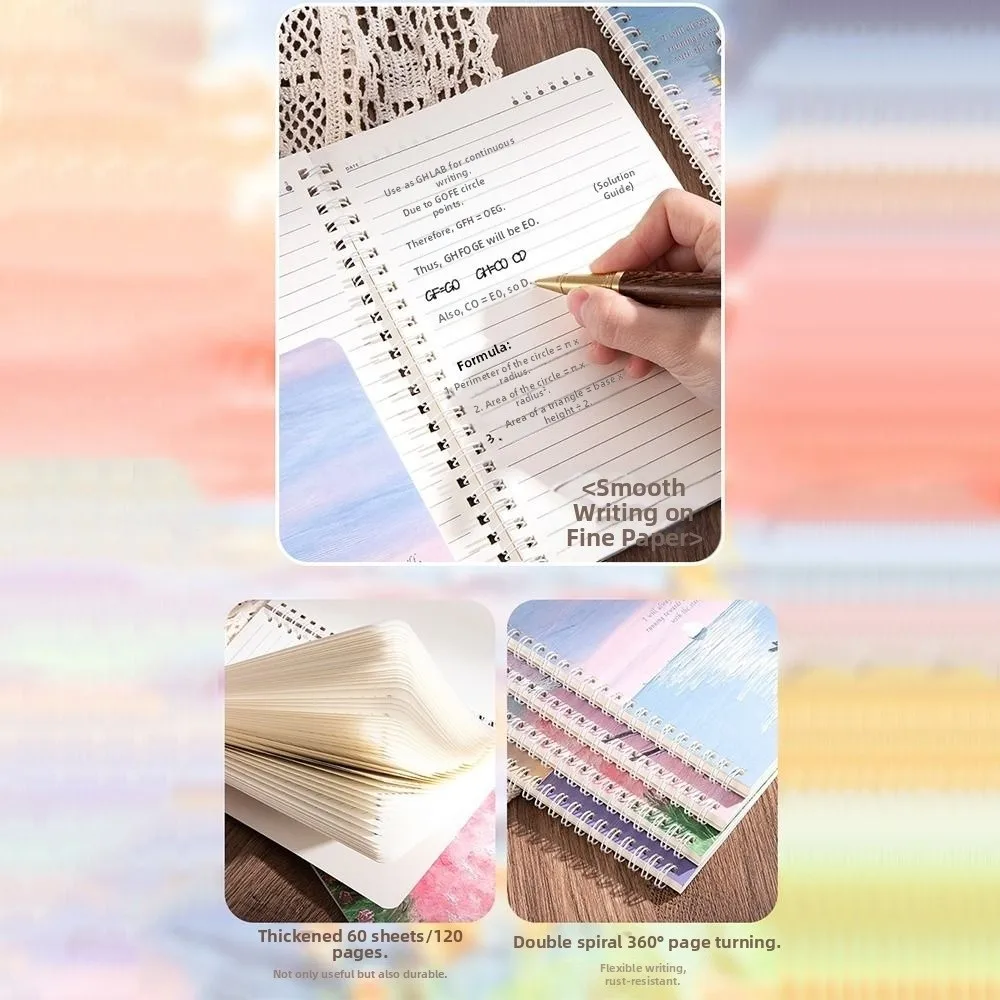 Kawaii Oil Painting Coil Notebook A5 INS Spiral Notebook Notepad School Office Supplies