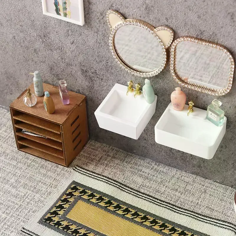 1/12 인형 집 욕실 세면대 싱크대 모델 인형 집 욕실 가구 장식 인형 집 홈 액세서리