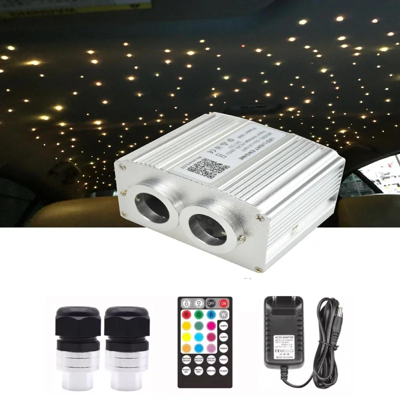 

2-портовый 16 Вт метеоритный потолок на крыше автомобиля съемка звездный свет светодиодный оптоволоконный светильник звездное небо лампа приложение музыкальный комплект дистанционного управления