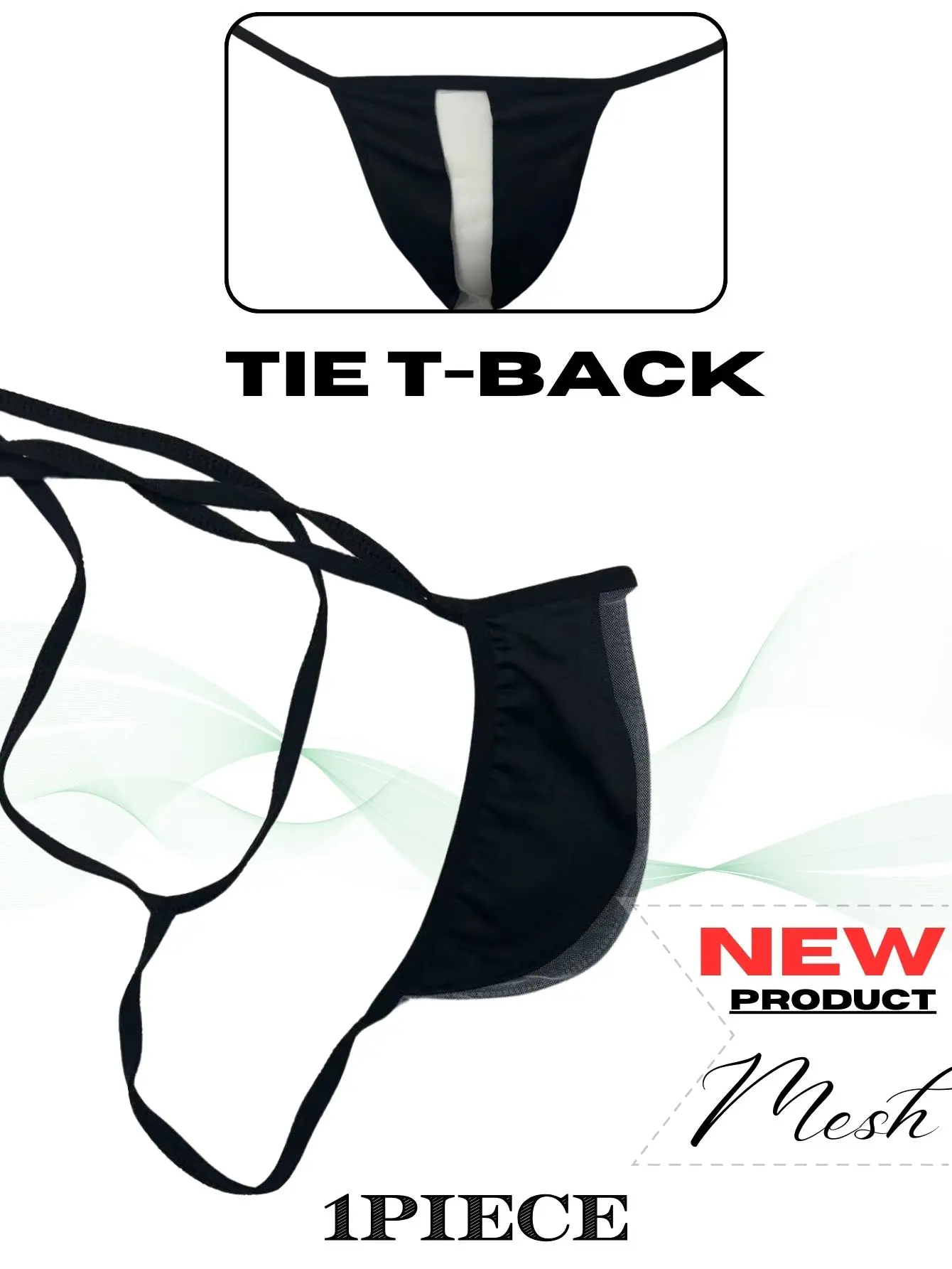 قطعة واحدة من ملابس داخلية رفيعة شبه شفافة مقسمة شبكية جديدة للرجال، أشرطة ملابس داخلية قابلة للتعديل، مقاس واحد يناسب الجميع: مقاس أمريكي: S-XXXL