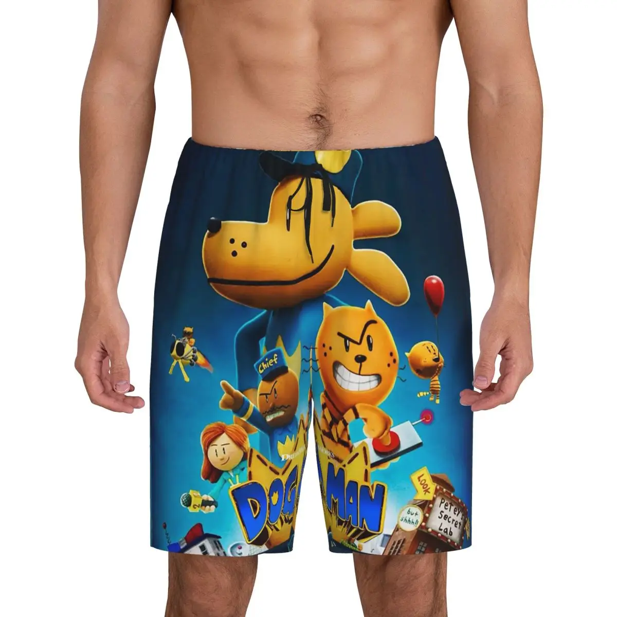 

Мужские пижамные шорты Custom Dog Man Dogman Movie 2025: комикс-стиль, для сна и отдыха