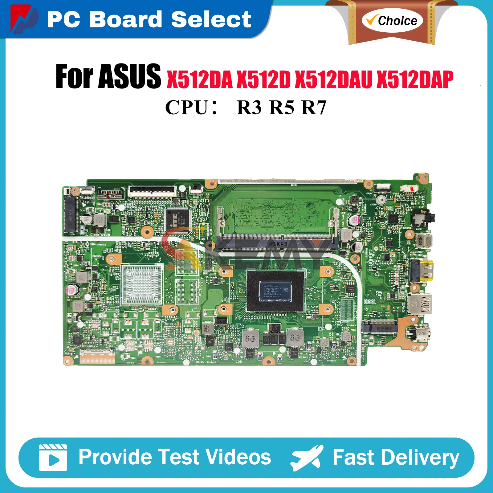 

X512DA Материнская плата для ноутбука ASUS VivoBook X512DA X512DAU V5000d F512D X512DAP M5050D X512D M512D X512DK Материнская плата R3 R5 R7 CPU