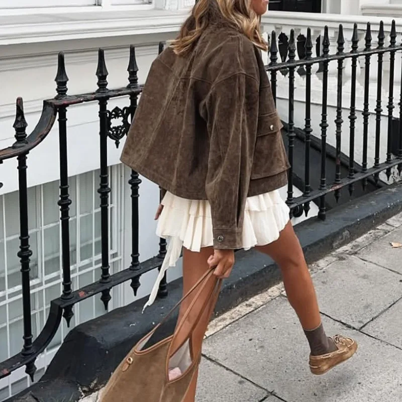 

European and American style retro fashion casual loose pilot jacket jacket