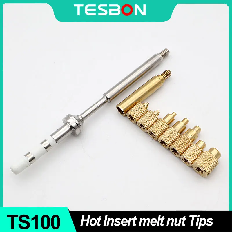 TS100 Heat Insert Nut Kit 3D Threaded Hole Implanted Hot Melt Brass Nut Pressure M2-M8 Tip Kit for TS101/Pinecil Soldering Iron