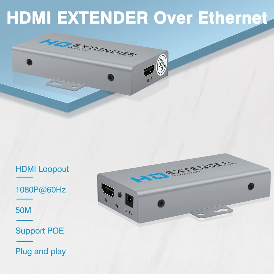 1 par 50m extensor hdmi sobre cat5e/6 hdmi para rj45 repetidor extensor 1080p sobre rede ethernet lan hdmi loopoutfor hdtv dvd pc