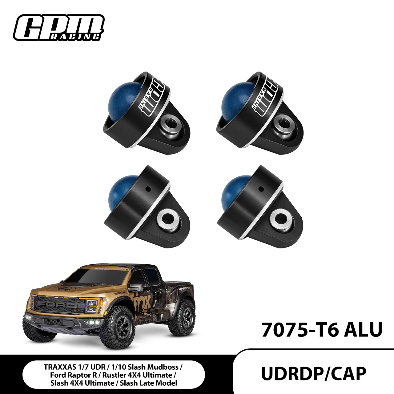 

GPM 7075-T6 ALLOY SHOCK CAPS For TRAXXAS 1/7 UNLIMITED DESERT RACER -85076-4