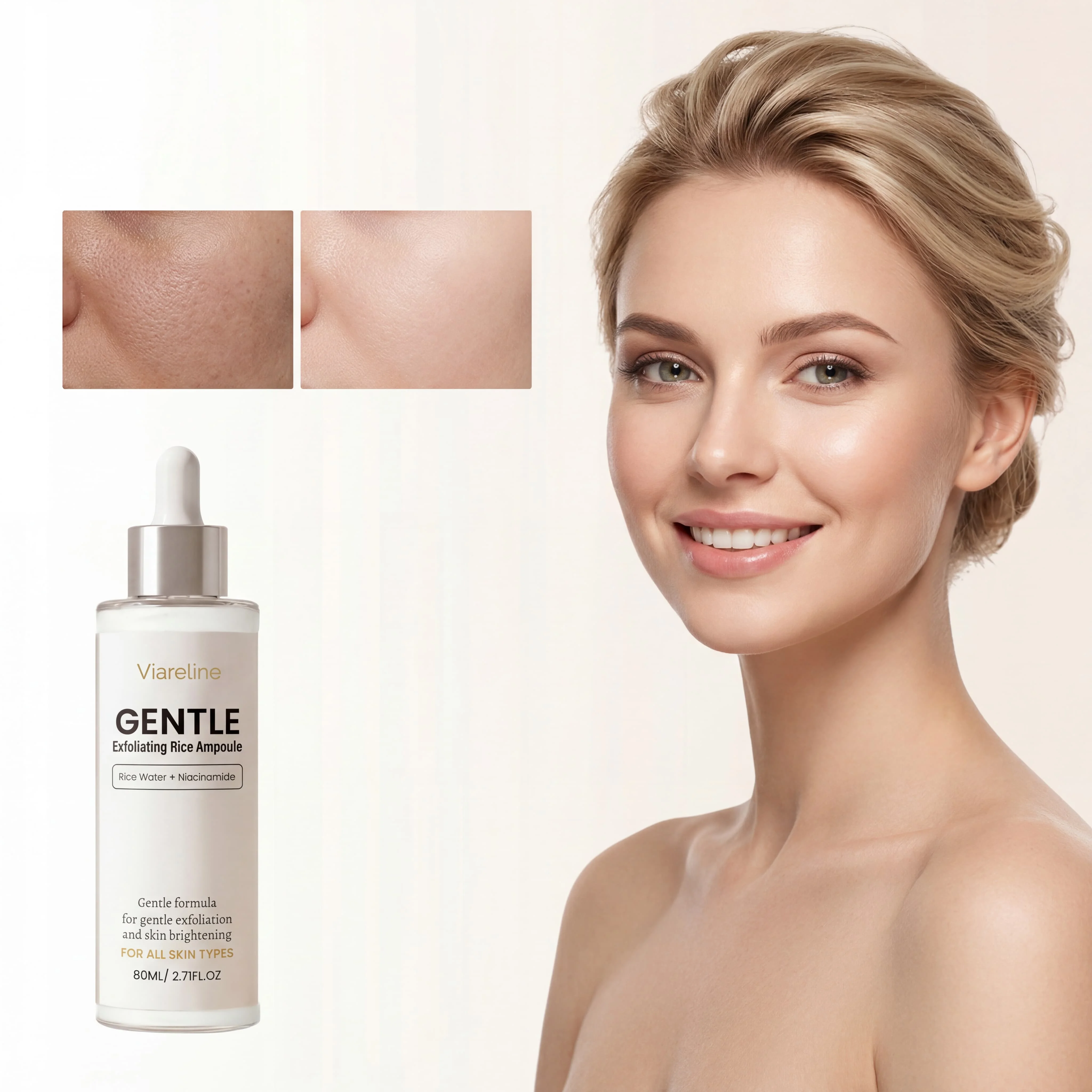 Rice Exfoliating Serum, Gentle Exfoliating Brightening Moisturizing Full Skin Serum