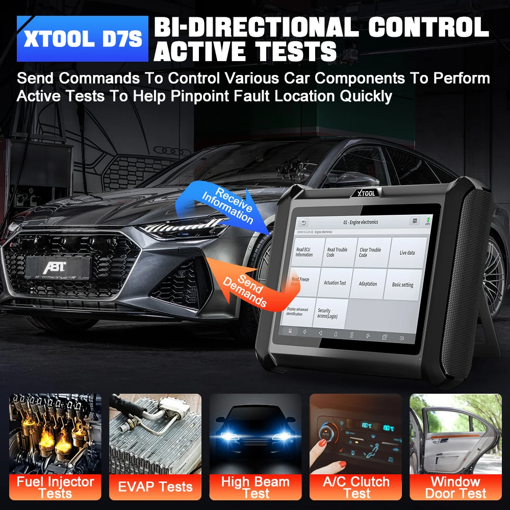 XTOOL D7S All System Diagnostic Tools XTOOL D7 OBD2 Scanner ECU Coding Key Programmer 36+ services Built-in CAN FD & DOIP