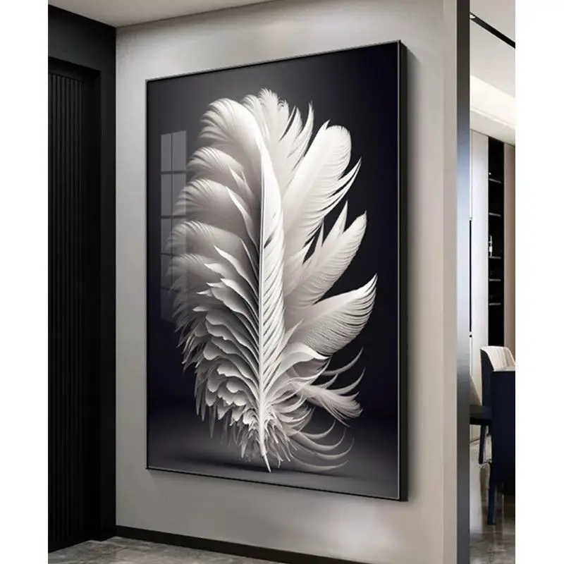 Living room decorative painting modern simple sofa background corridor entrance painting floor feather canvas painting