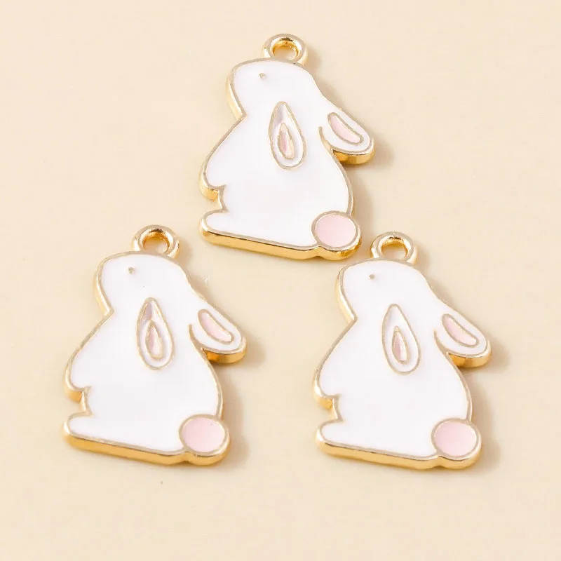10pcs Enamel Mini Rabbit Charms for DIY Jewelry Making
