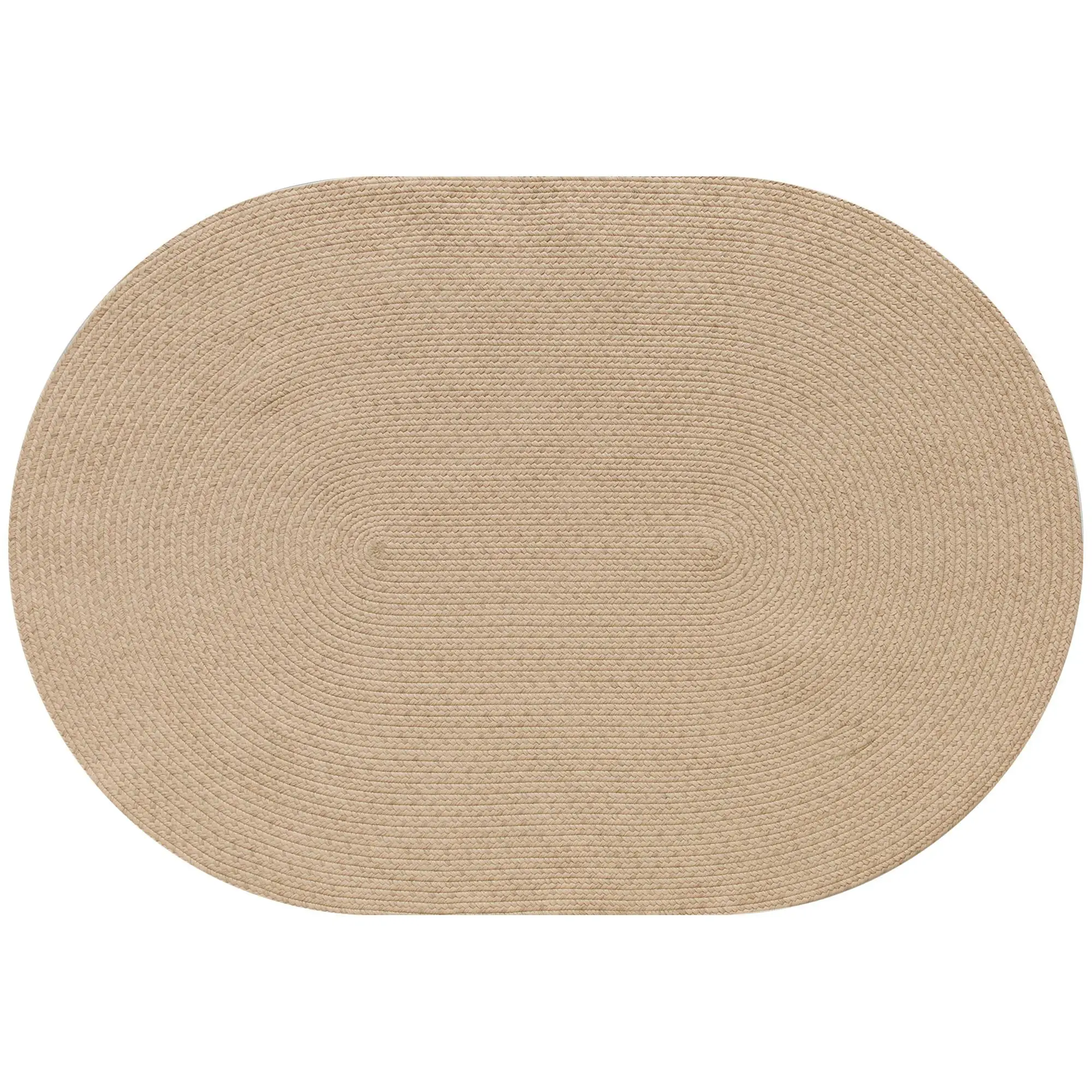 Tapis ovale 170x120 cm Beige Tissé à la main Lavable en machine Style rustique Salon Chambre