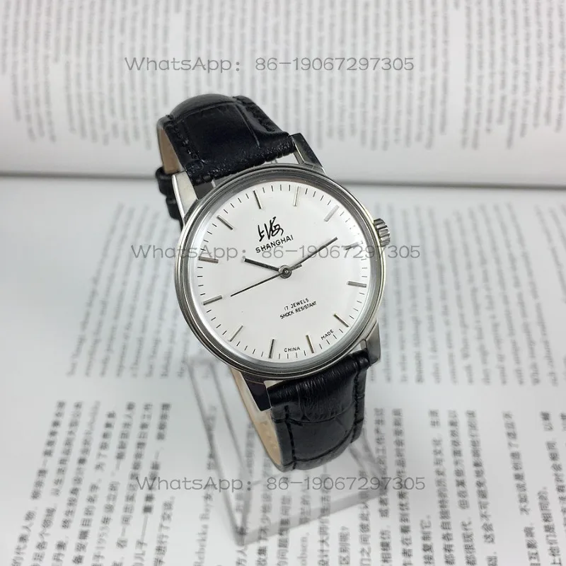 24-Hour Shipping Shanghai Brand 8120 Type 17 Drill Nails White Surface Manual Mechanical Watch, Diameter 36mm view 3