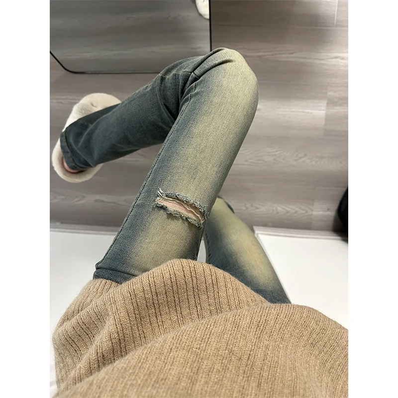 

High Waist Bell Bottom Denim Jeans Women's Spring Summer High Rise Extended Length Slim Fit Elastic Ankle Length Hoof P...