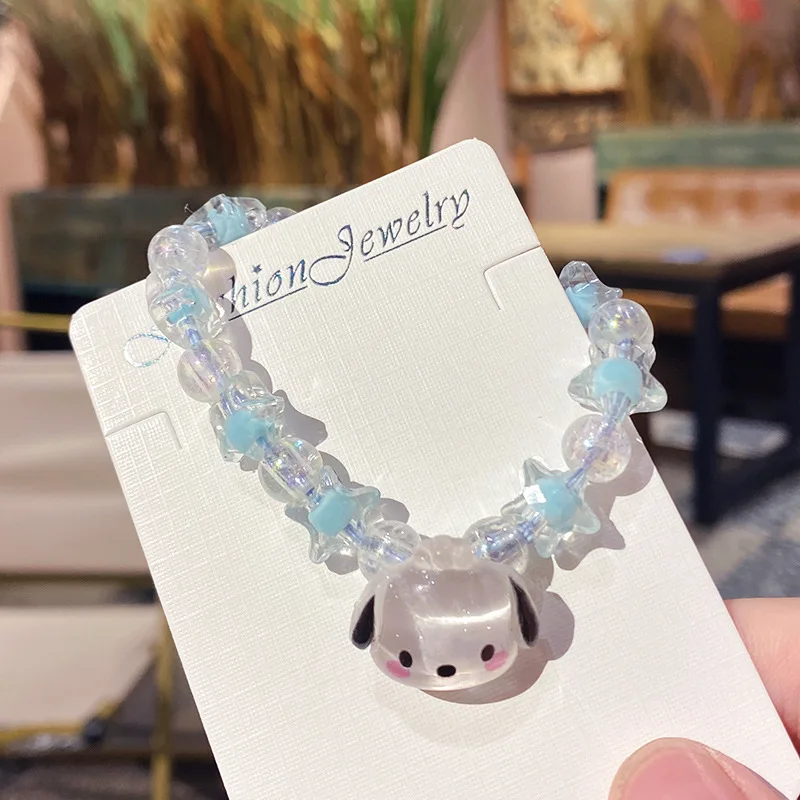 Sanrio Bracelet Kawaii Kuromi Crystal Melody Bracelet Cinnamoroll Bracelets For Jewelry Girls Heart Decorative Bead Chain Gift