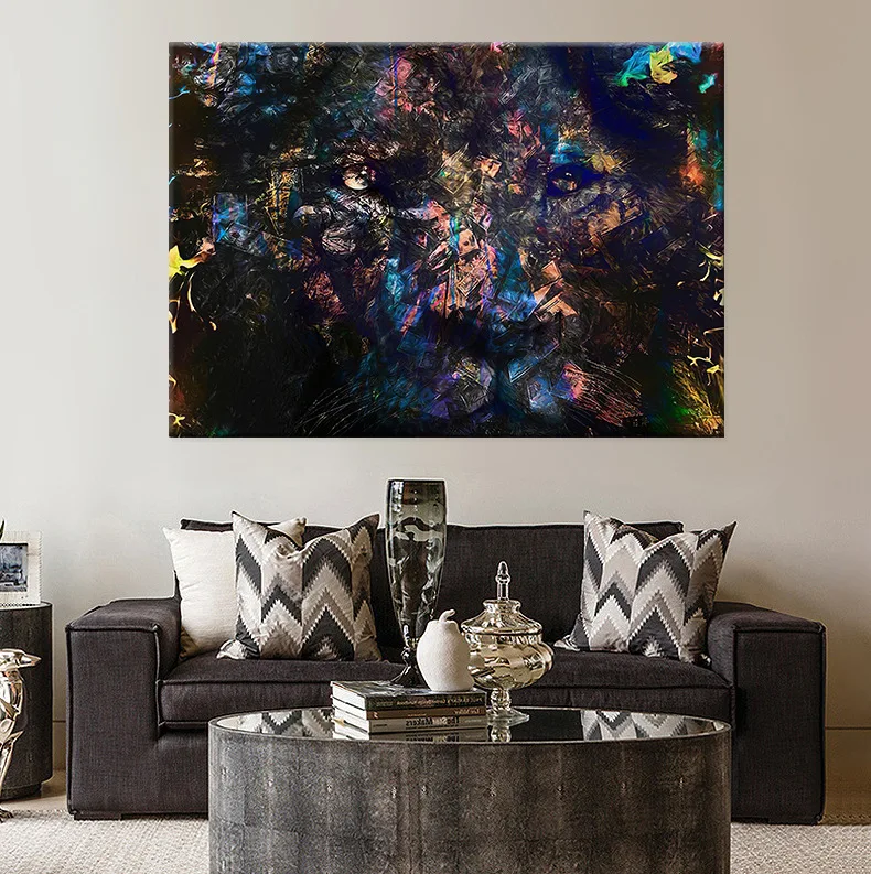 Abstract lion head canvas home décor painting poster