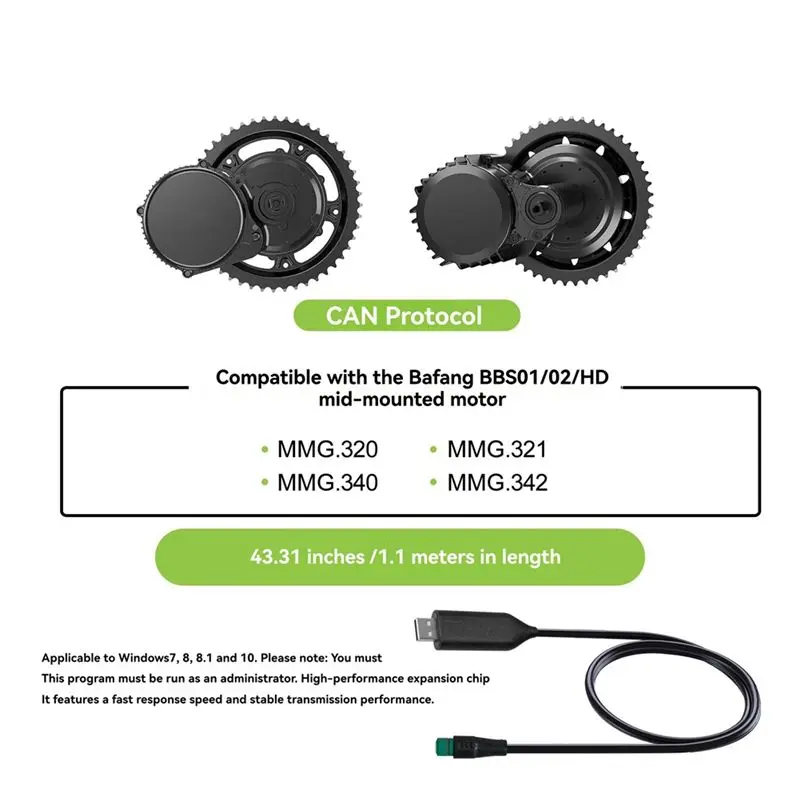 Superior-For Bafang BBS01 BBS02 BBSHD Electric Bike Motor USB Programming Cable Mid Drive Center CAN Protocol Programmed Cable