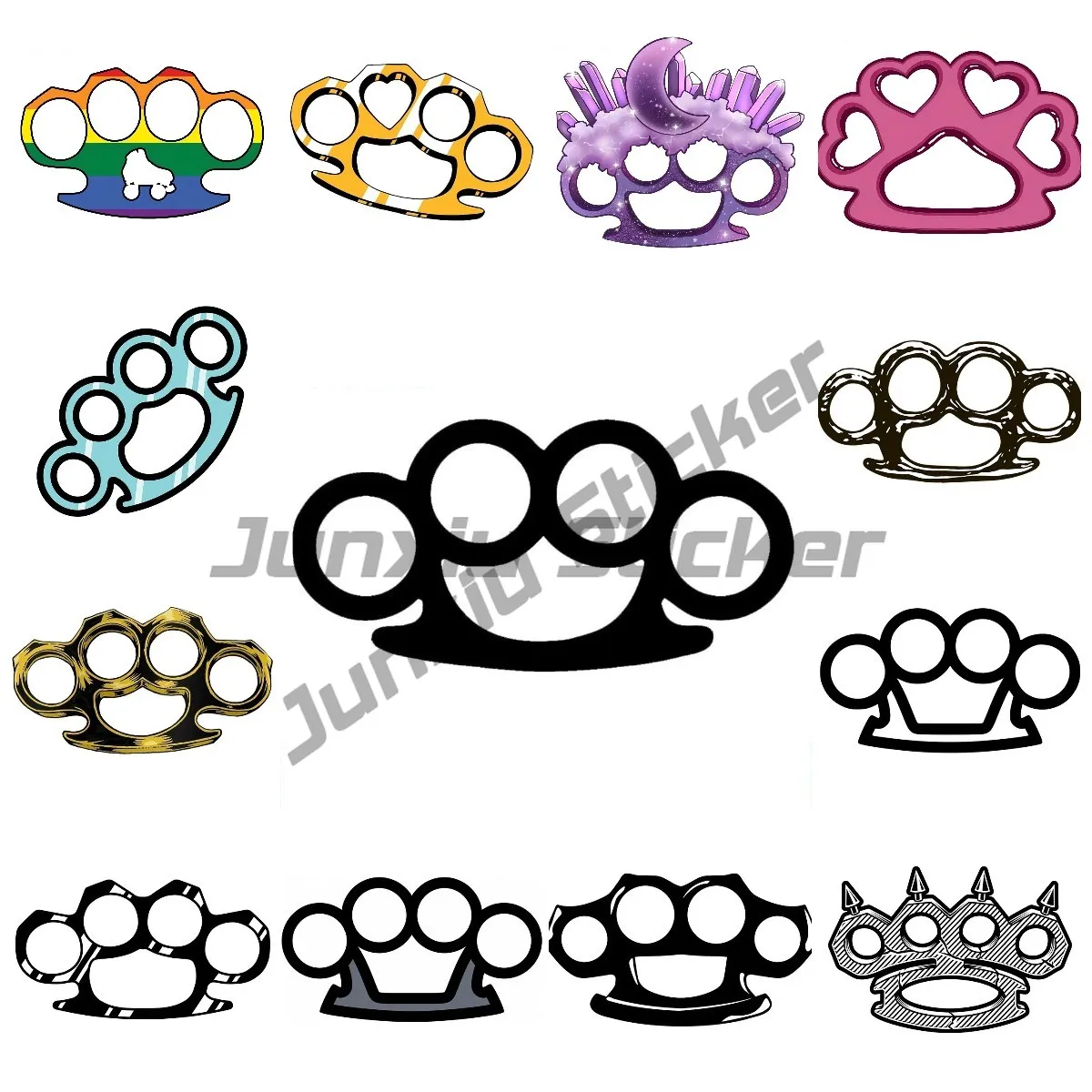 Brass Knuckles V1 Sticker Decal JDM FCK ILL Vinyl Truck Vehicle Body Accessories Waterproof Car Stickers Decorative Decals