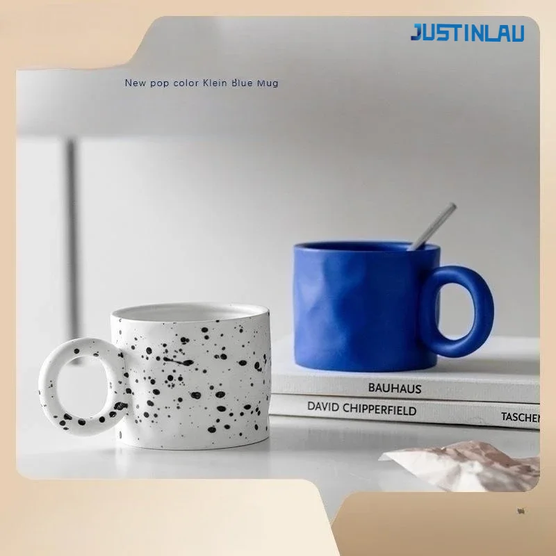 JUSTINLAU Korean Style Fatty Mug Design Splash Ink Ceramic Cup Spot Mugs Simple Coffee Mug Couple Cups Coffee Mugs Tea Drinkware
