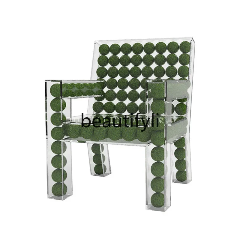 

Acrylic casual single chair art tennis back chair home living room lazy light luxury senior designer chair4593