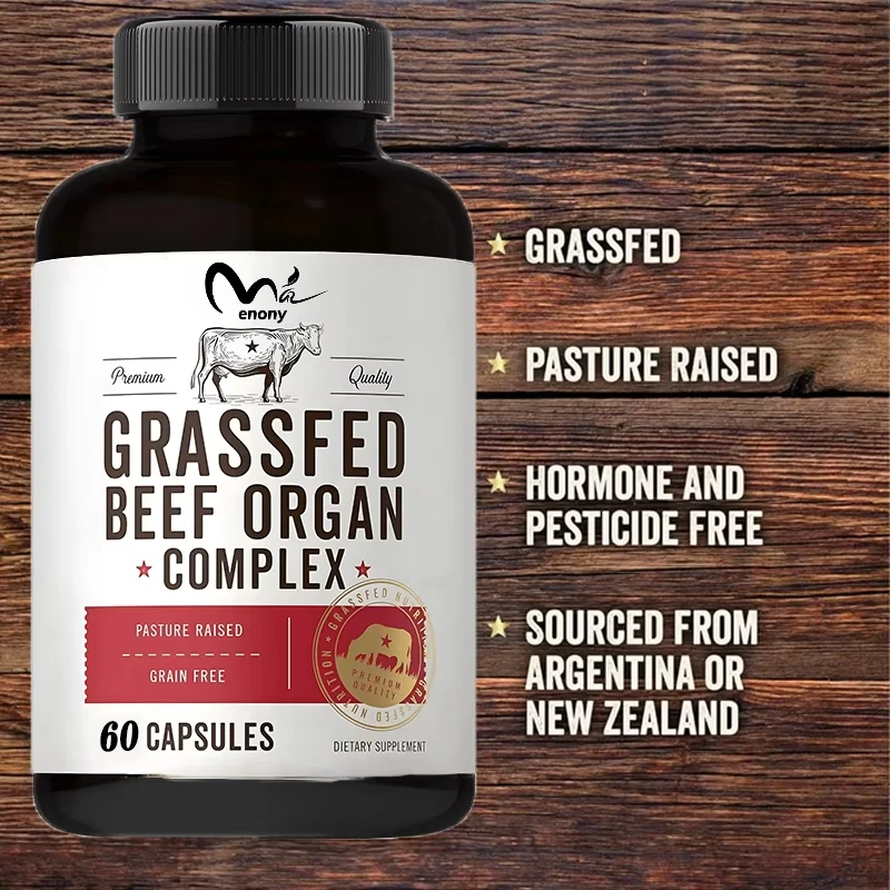 Grass fed beef organ complex | 60 grain pasture fed, grain free supplement containing dry liver, kidneys, pancreas, etc