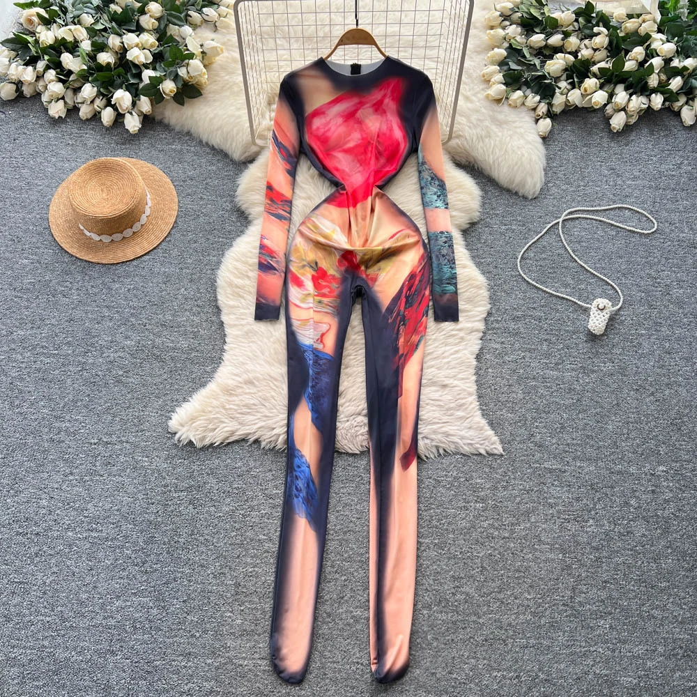 

Female Onesie Print Playsuit Women Sexy Jumpsuit Bodysuit Rompers Nightclub Party Nightwear Lady Hotsweet Ins Chic Allure One Pc