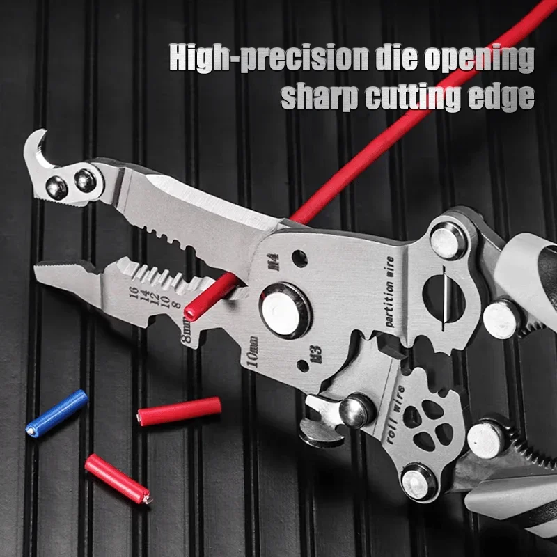 18 in 1 Foldable Wire Strippers Folding Multifunctional Wire Strippers Splitting and Cutting Non-slip Wire Strippers