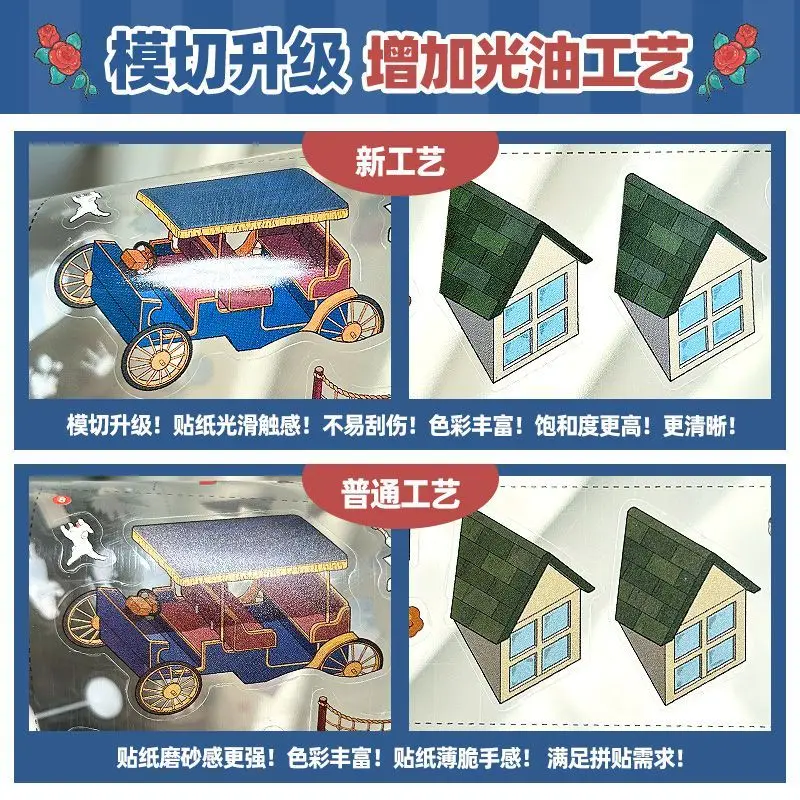 Card Lover 21 Pcs [Cartoon Grid Cubicle Series] Landscape Sticker 3D Nordic Polar Night City and Harbor Town For Scrapbook